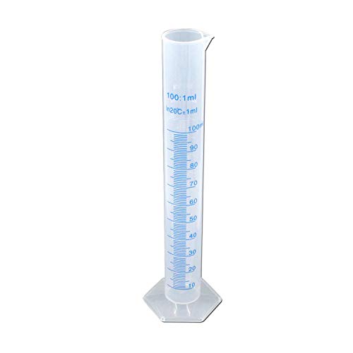 Karcy Graduated Cylinder Measuring Cylinder 100ml Hexagonal Base Transparent, Blue Tick Pack of 3 - Thumbnail 2