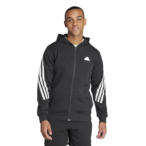 adidas Men's Future Icon 3 Stripes Full-Zip Hoodie, Black, X