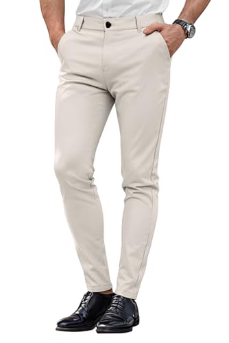 Mens Dress Pants Slim Fit Stretch Fashion Plaid Pant Skinny Leg