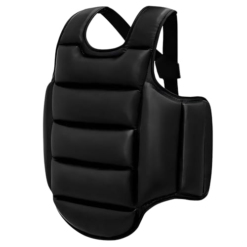 Lengender - Lengender Plastron de Boxe Protection MMA Taekwondo Karaté Réversible Chest Protector Garde Armour Enfants Gilet Sparring Martiaux Sanda (Noir, 100-120cm)
