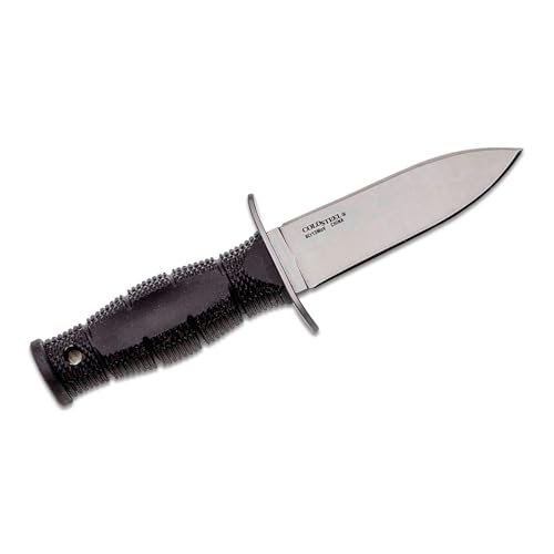 Image of Cold Steel Mini Leatherneck Double Edge Spear Point Compact Lightweight 3.5 inch 8CR13MOV Steel Fixed Blade Outdoor Hunting Utility Knife, 3.25 inch Textured Ergonomic Kray-Ex Handle, Secure-Ex Sheath