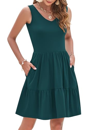 Image of AUSELILY Womens Summer Dresses 2026 Casual Sleeveless Sundress Beach Vacation Flowy Tiered Short Dresses with Pockets