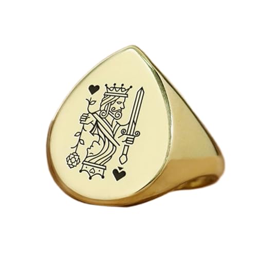 Bague poker poire argent sterling 925 plaqué or chevalière fait main