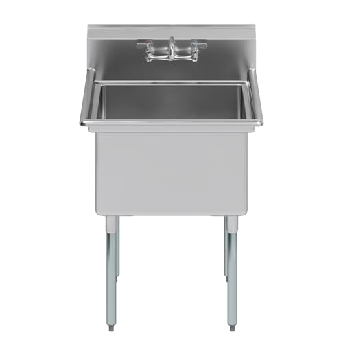 Image of AmGood Stainless Steel Prep & Utility Sink | 304 Stainless Steel | Overall Size: 30 in. x 29.5 in. | Restaurant, Kitchen, Laundry, Garage | NSF (Bowl Size: 24 inch x 24 inch + Faucet)