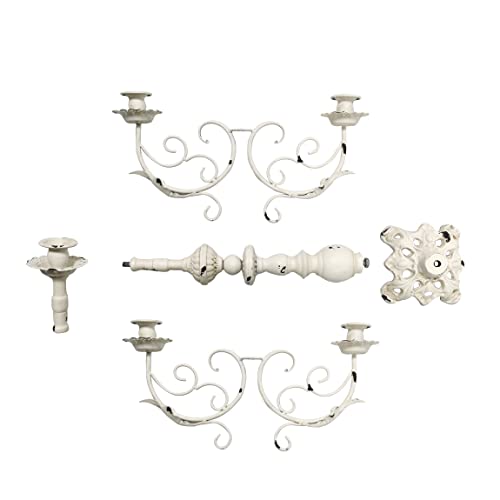 Cast Iron Candlestick Holders - Vintage Metal Candelabra - Candlestick Holders For 1/2-1 Inch Taper Candles, 5 Arms Candle Holders 17Inch Tall (Vintage White) #TOP6
