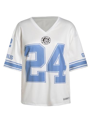 Image of RoseSeek Women's Jersey Shirts Number Graphic V Neck Football T Shirts Tops