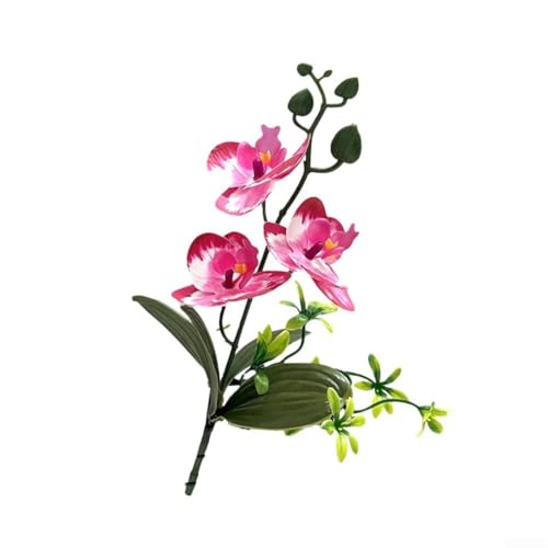 Bouquet di orchidee realistiche in plastica per tutti i giorni, per lo styling della casa, per matrimoni e decorazioni per eventi aziendali (bordo magenta)