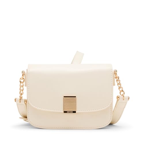 Sac à bandoulière Anne Klein blanc nacré à rabat vernis pour femmes élégantes