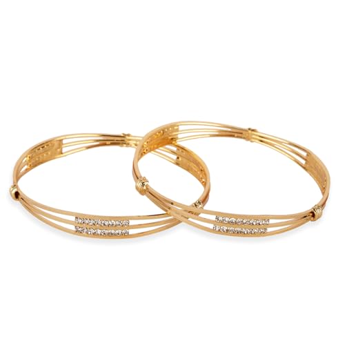 Image of Shining Diva Fashion Set of 2 Stylish Traditional Design Crystal Bangles for Women and Girls