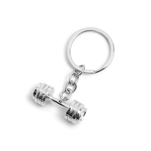 DonJordi Schlüsselanhänger Hantel - Für alle Sportler & Bodybuilder (Silber)