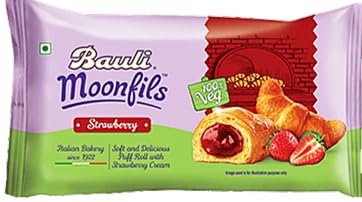 Bauli Moonfils Veg Puff Roll Strawberry, 47g
