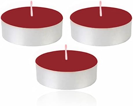 16pc Cinnamon Tea Lights Candle Scented Long Lasting Burning Sparkling Apple Cinnamons Wax 3.5 Hour Burn Time 4cm X 1.5cm Decorative Accessory for Christmas Spa Home Déco (red)