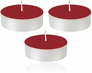 16pc Cinnamon Tea Lights Candle Scented Long Lasting Burning Sparkling Apple Cinnamons Wax 3.5 Hour Burn Time 4cm X 1.5cm Decorative Accessory for Christmas Spa Home Déco (red)
