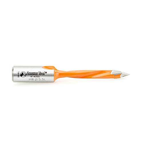 Amana Tool 414005 Carbide Tipped Through-Hole Boring Bit - 5mm Diameter, 70mm Long, 10mm Shank - Left Hand Rotation