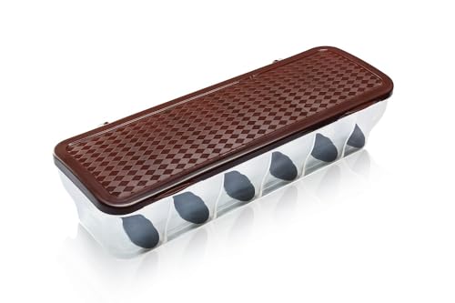 Image of Xmart India Multipurpose 6-in-1 Masala Box for Kitchen - BPA-Free Plastic Kitchen Storage Box with 6 Sections & Spoons, 1800ml Masala Container Kitchen Accessories Items for Home Storage Box (Brown)