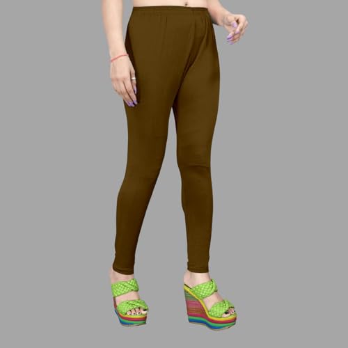 Image of Women's Solid Mid Rise Slim Fit Ankle Length Leggings - Comfortable and Stylish Yoga Pants for Workout, Running and Everyday Wear