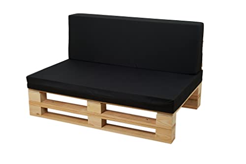 Cojines Microfibra para Sofás de Palets (Asiento + Respaldo, Negro, 100X60cm)