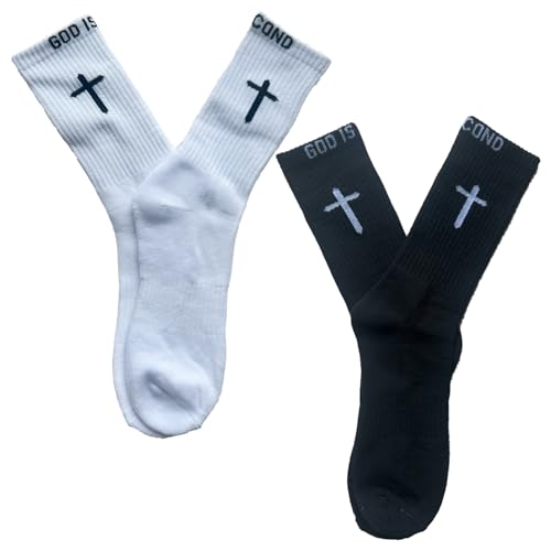 2 Pairs Cross Socks for Men Religious Christian Pastor Daily Socks Elastic Crew Socks Christian Gifts for Men3