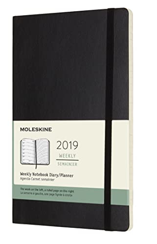 Moleskine Classic 12 Month 2019 Weekly Planner, Soft Cover, Large (5 x 8.25