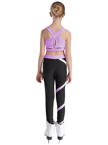Kids Girls Sport Bras Dance Gymnastics Crop Top with Athletic Leggings Set 2 Piece Gym Yoga Workout Outfits4
