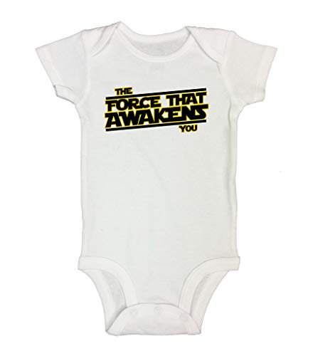 Image of Cute Baby Bodysuit The Force That Awakens You Movie Bodysuits and Shirts - Little Royaltee 3-6 Months, White