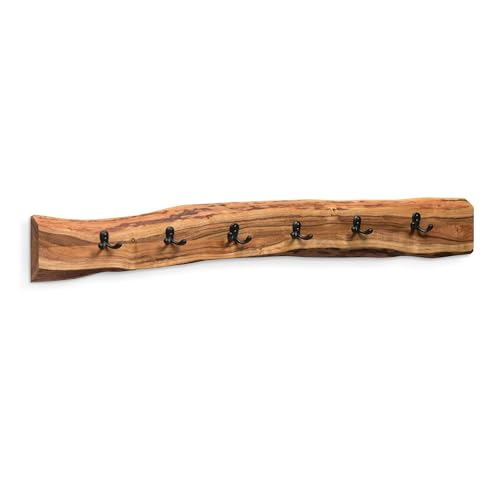 Alpine Natural Live Edge Wood 48-Inch Coat Rack with 6