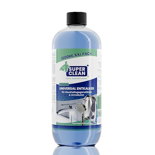 SUPER CLEAN Desincrustante universal líquido | 1 L + adaptador para grifo | Potente y concentrado | Para hervidores, grifos, duchas, baño y cocina | Biodegradable