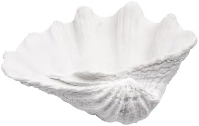 Medium White Scalloped Clam Shell Bowl Sea Shell Decor for Nautical Beach House,Coastal Decor Gift of Housewarming and Wedding Party
