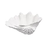 ALIWINER Medium White Scalloped Clam Shell Bowl Sea Shell Decor for Nautical Beach House,Coastal Decor Gift of Housewarming and Wedding Party