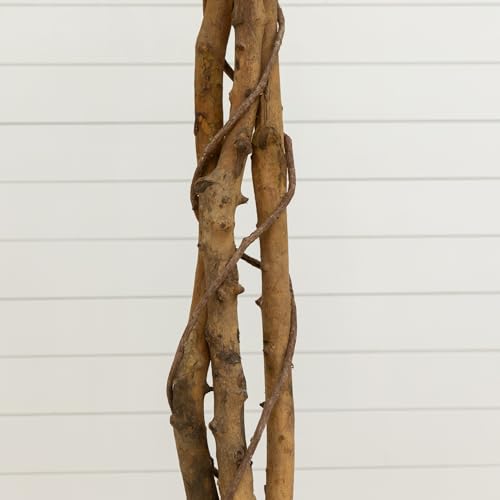 Image of Nearly Natural 6ft. Triple Trunk Ficus Artificial Tree with Natural Trunks in Handmade Natural Jute and Cotton Basket Planter