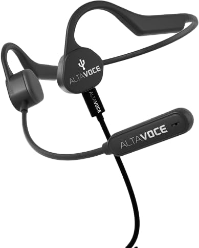 Alta Voce Casque à Conduction osseuse Alta Vibes Pro USB, avec Micro, 2 câbles USB-C, Adaptateur USB et Bouchons d'oreilles, Utilisation Professionnelle (Gris, Standard)