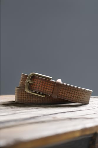 Image of ART N VINTAGE Men's Genuine Pure Leather Black Belts with Metal Brass Buckle - Classic Elegance for Every Outfit