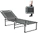 Outsunny Lettino Prendisole Pieghevole con Schienale Reclinabile 4 Livelli, Sdraio da Giardino con Seduta Traspirante in Texteline, Maniglie, per Spiaggia Piscina Giardino, 175x58x68 cm, Grigio