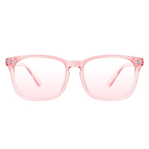 TIJN Blue Light Blocking Glasses for Women Men Clear Frame Square Nerd Eyeglasses Anti Blue Ray Computer Screen Glasses