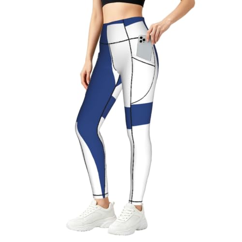 Leggings de bandera finlandesa transpirables y conjunto de alta elasticidad