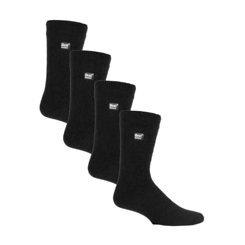 Image of HEAT HOLDERS Ultra Lite - 4 Pair Multipack Ladies Thermal Socks | Ultra Thin Warm Socks for Dress Socks in Winter (4-8, Black)