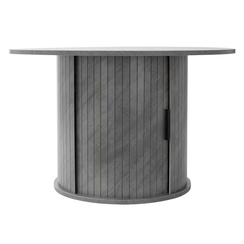 ML-Design Couchtisch mit Schiebetür, 80x80x50 cm, Beton-Optik, Grau, Runder Wohnzimmertisch mit Stauraum, Beistelltisch ideal für Wohnzimmer, Kaffeetisch im modernen Stil, Sofatisch für Tee und Kaffee – Bild 5