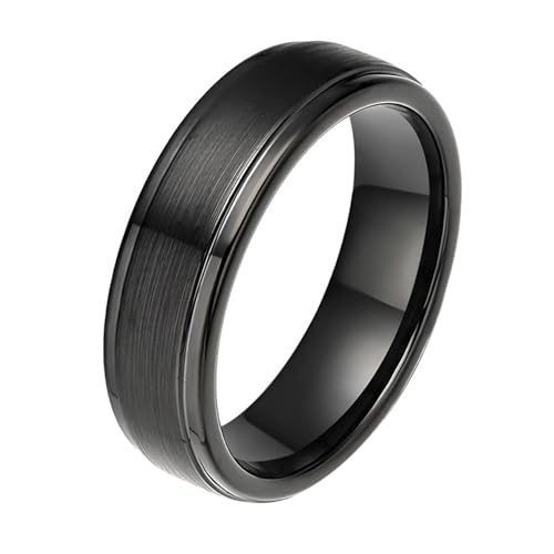 Bague de mariage large en titane hommes anneau noir 6mm