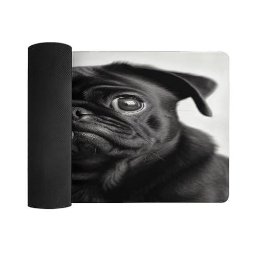 Cute Black Pug Dog1 Alfombrilla grande de escritorio miniatura 3