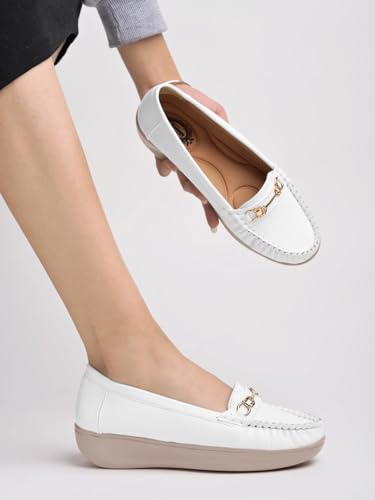 Image of Shoetopia Women's Comfort Loafers - Soft Sole Slip-On Moccasins with Horsebit Detail | Casual & Office Wear Flats