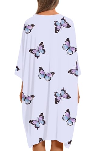 Image of KFUBUO Plus Size Nightgowns for Women Oversized Sleep Tshirts Dress Short Sleeves Sleepwear With Pocket Fit S-5XL