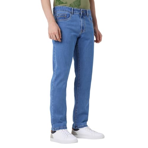 Image of Wert Men's Dark Blue (denimix) & Ice Colour Jeans, Regular Fit, Contrast Stitching,