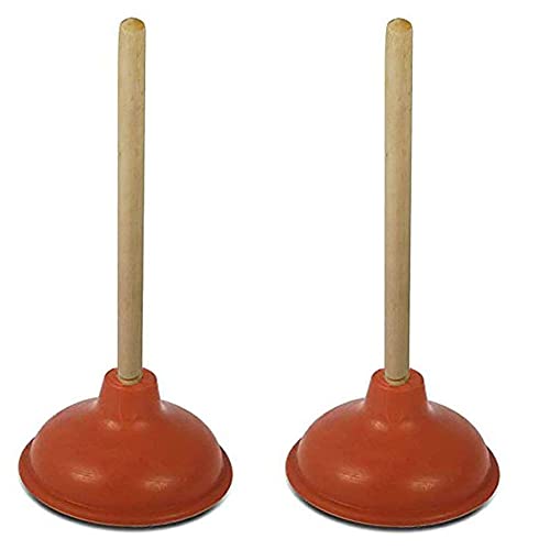 LAVO HOME Mini Bathroom Sink Shower Tub Plunger Suction Cup with Wooden Handle Fix Clogs - 4" Efficient Suction Plunger Head (2)