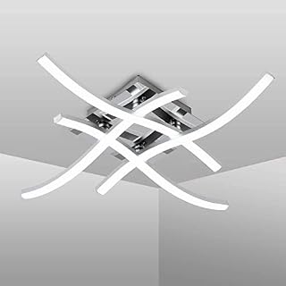 ANTOPY LED Ceiling Light 24W Modern Curved Design LED Ceiling Lamp 4 Built-in LED Boards Natural White 2000lm 6000K Metal Ceiling Lighting Fixture for Living Rooms Bedroom Hallway Office 85V-265V