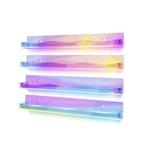 XIUsheUA Estante de exhibición for Discos de Vinilo, Organizador de Almacenamiento de esmaltes de uñas, arcoíris, for Montar en la Pared, 2 o 4 Unidades para manicuristas, salón de manicura(4 Pieces)