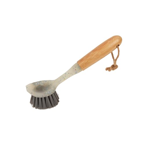 Image of Speckled Kitchen Dish Brush with Bamboo Handle, 9.00x2.3x2.7 inches, Long Bristles for Deep Cleaning
