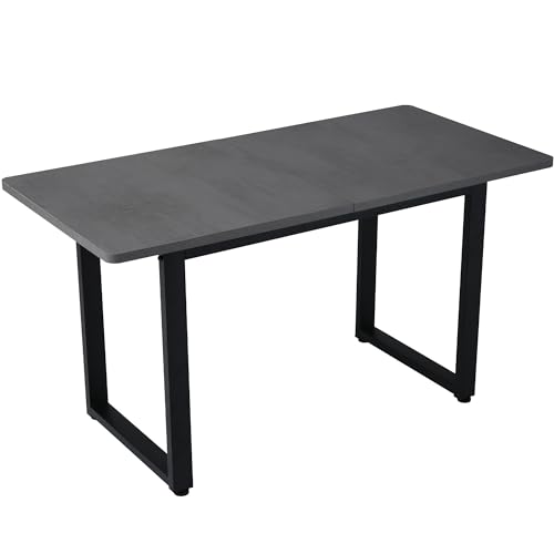 Merax Esstisch Industriestil, Rechteckiger Esszimmertische, Modern Küchentisch für Wohnzimmer und Esszimmer, 140L x 70B x 75H, Schwarz und Grau (Nicht erweiterbar)