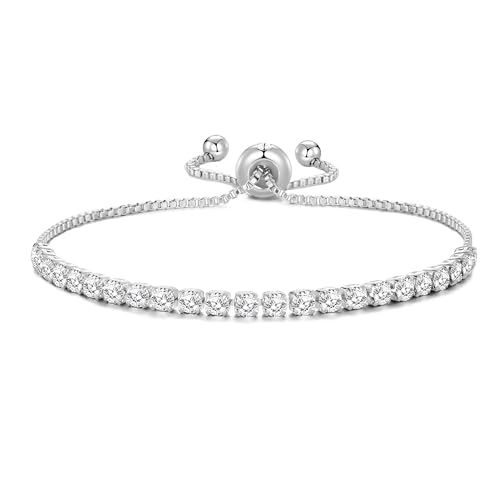 Philip Jones Silver Plated Solitaire Friendship Bracelet Created with Zircondia® Crystals