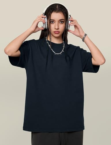 Image of Ogfao Mens Oversized T-Shirts Heavyweight Unisex Cotton T Shirts Baggy Loose Fit Basic Tees Plain Tshirts