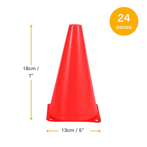 Bramble 24er-Pack 18 cm kleine Verkehrskegel | Rot, Blau, Grün, Gelb | Ideal für Partys, Training und Sport